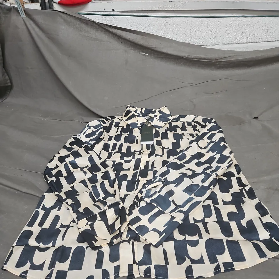 HOBBS VELMA SHIRT BLUE CREAM UK 10 WITH TAGS