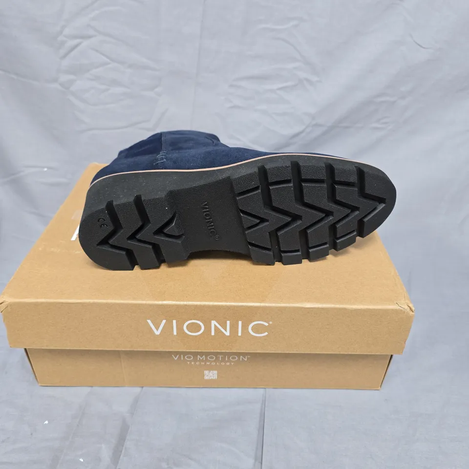 VIONIC WOMEN'S NAVY SUEDE ANKLE BOOTS – SIZE 6