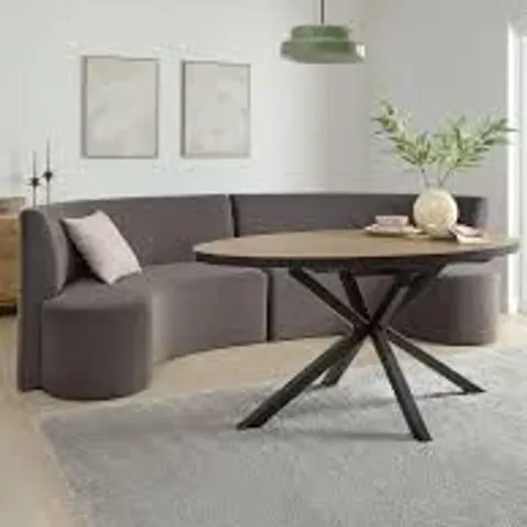 BOXED ESME CURVED VELVET DINING BOOTH - CHARCOAL (2 BOXES)