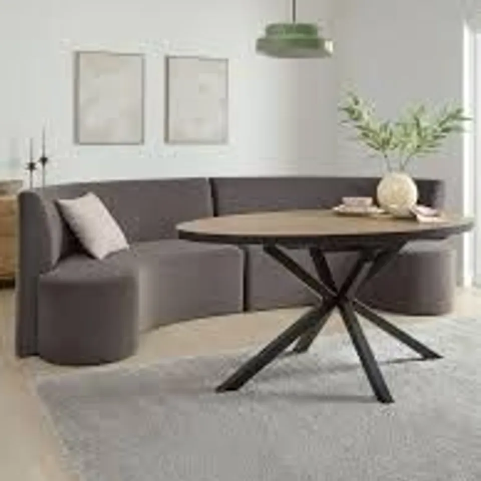 BOXED ESME CURVED VELVET DINING BOOTH - CHARCOAL (2 BOXES) RRP £1199