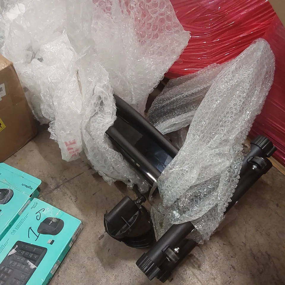 PALLET OF ASSORTED ITEMS INCLUDING: WALKING VIBRATION PADS, BAIN MARIE, EXERCISE EQUIPMENT, LOGITECH WIRELESS KEYBOARDS ECT