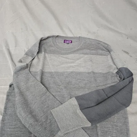 VIVIENNE WESTWOOD FOR VIRGIN ATLANTIC STRIPED KNIT JUMPER – GREY, UK SIZE L