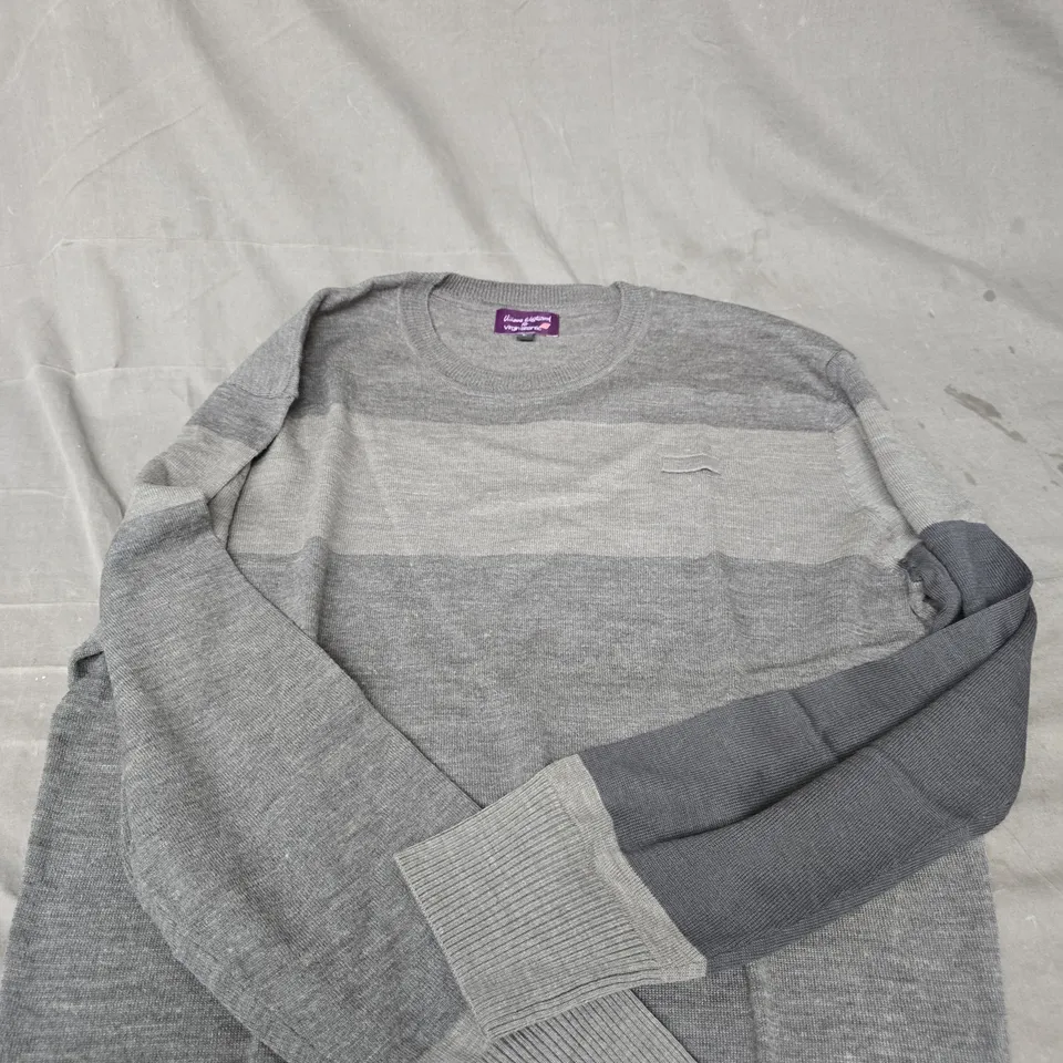 VIVIENNE WESTWOOD FOR VIRGIN ATLANTIC STRIPED KNIT JUMPER – GREY, UK SIZE L