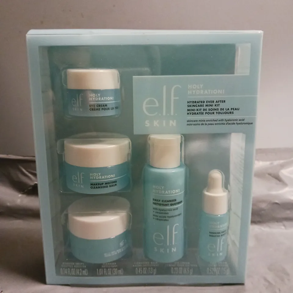 E.L.F. SKIN HOLY HYDRATION! HYDRATED EVER AFTER SKINCARE MINI KIT, CLEANSER, MAKEUP REMOVER, MOISTURISER & EYE CREAM FOR HYDRATING SKIN