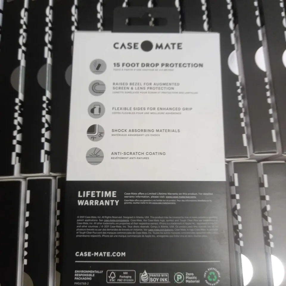 BOX OF APPROXIMATELY 56 CASEMATE TOUGH CLEAR PLUS IPHONE 13 MINI/IPHONE 12 MINI PHONE CASES