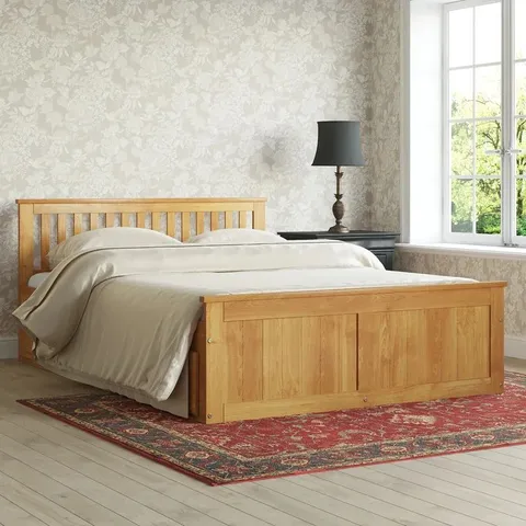 BOXED MISSION SOLID WOOD LARMSVILLE 4FT STORAGE BED FRAME (2 BOXES )