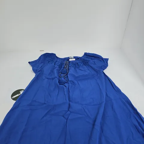 PURE & NATURAL WOMEN'S BLUE DRESS WITH SMOCKED NECKLINE