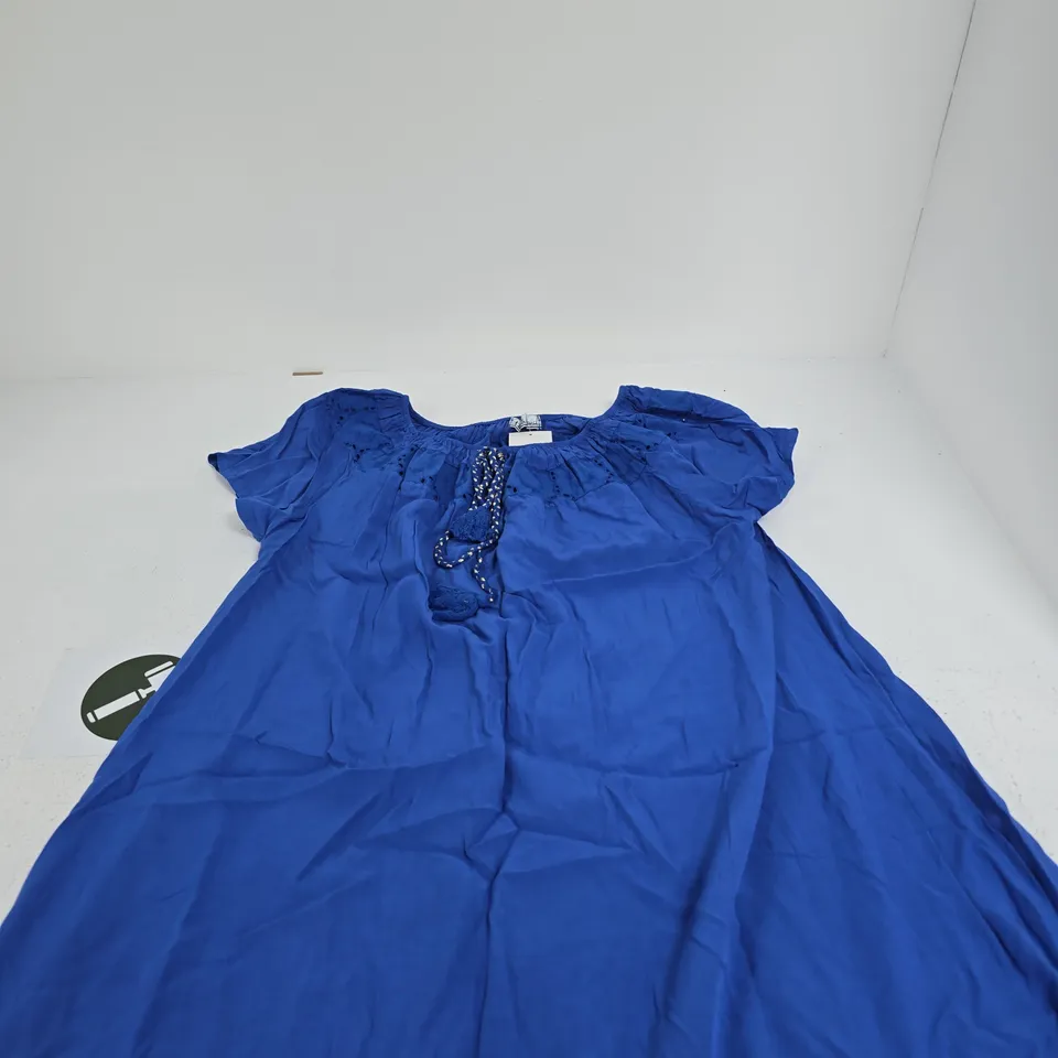 PURE & NATURAL WOMEN'S BLUE DRESS WITH SMOCKED NECKLINE