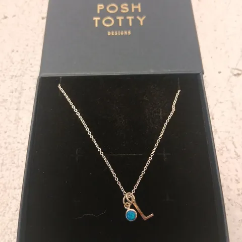 POSH TOTTY DESIGNS BIRTHSTONE & INITIAL CHARM NECKLACE STERLING SILVER