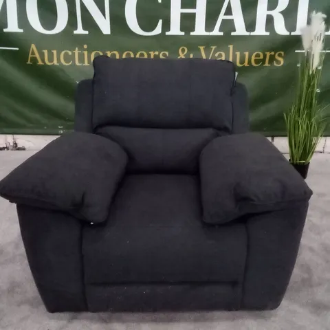 QUALITY DESIGNER MANUAL RECLINER ARMCHAIR - CHARCOAL FABRIC