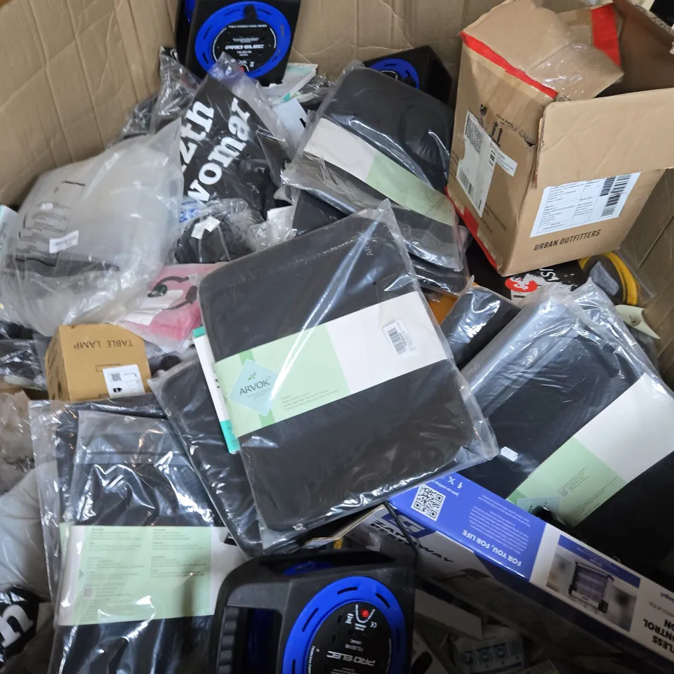 PALLET OF APPROXIMATELY 50 ASSORTED ITEMS TO INCLUDE GEEPAS PEST ZAPPER, ARVOK 15.6INCH LAPTOP BAG, REASABLE FACE MASKS, ETC - COLLECTION ONLY