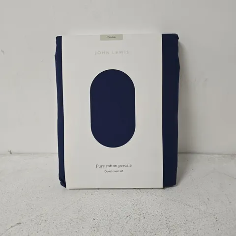 JOHN LEWIS PURE COTTON PERCALE DUVET COVER SET – DOUBLE, NAVY
