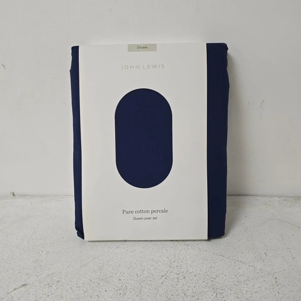 JOHN LEWIS PURE COTTON PERCALE DUVET COVER SET – DOUBLE, NAVY