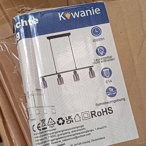BOXED KOWANIE 4 LIGHT PENDANT HANGING LIGHT - BLACK (1 BOX)