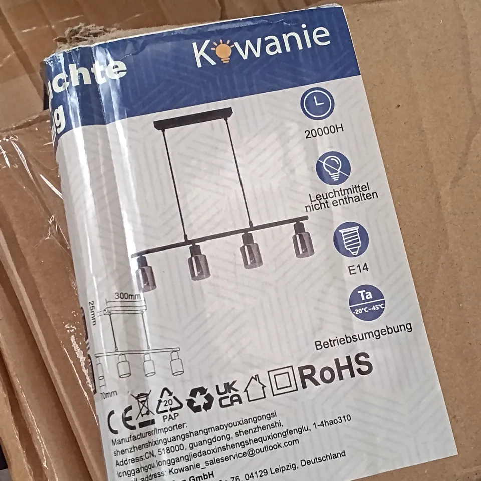 BOXED KOWANIE 4 LIGHT PENDANT HANGING LIGHT - BLACK (1 BOX)