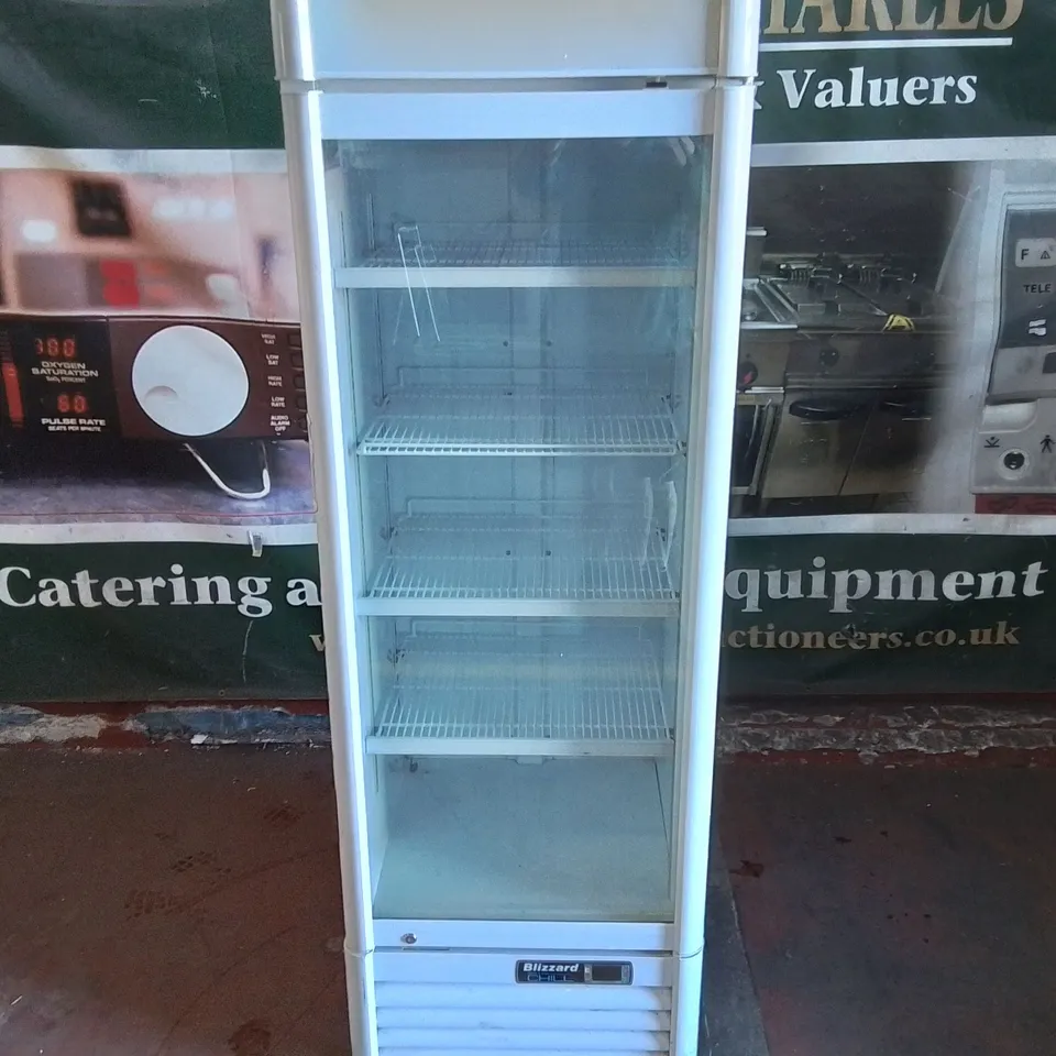 BLIZZARD QR350 386 LTR UPRIGHT SINGLE GLASS DOOR WHITE DISPLAY FRIDGE WITH CANOPY