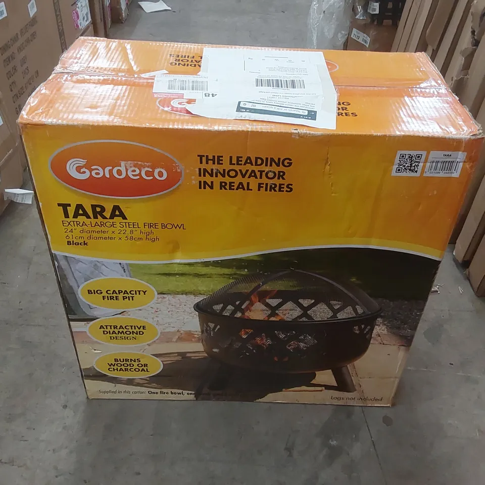 BOXED NEO BLACK GARDEN STEEL FIRE PIT OUTDOOR HEATER FIREPIT/GRILL (1 BOX)