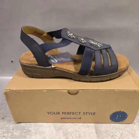 BOXED PAIR OF PAVERS ELVIRA SANDALS IN NAVY - 6