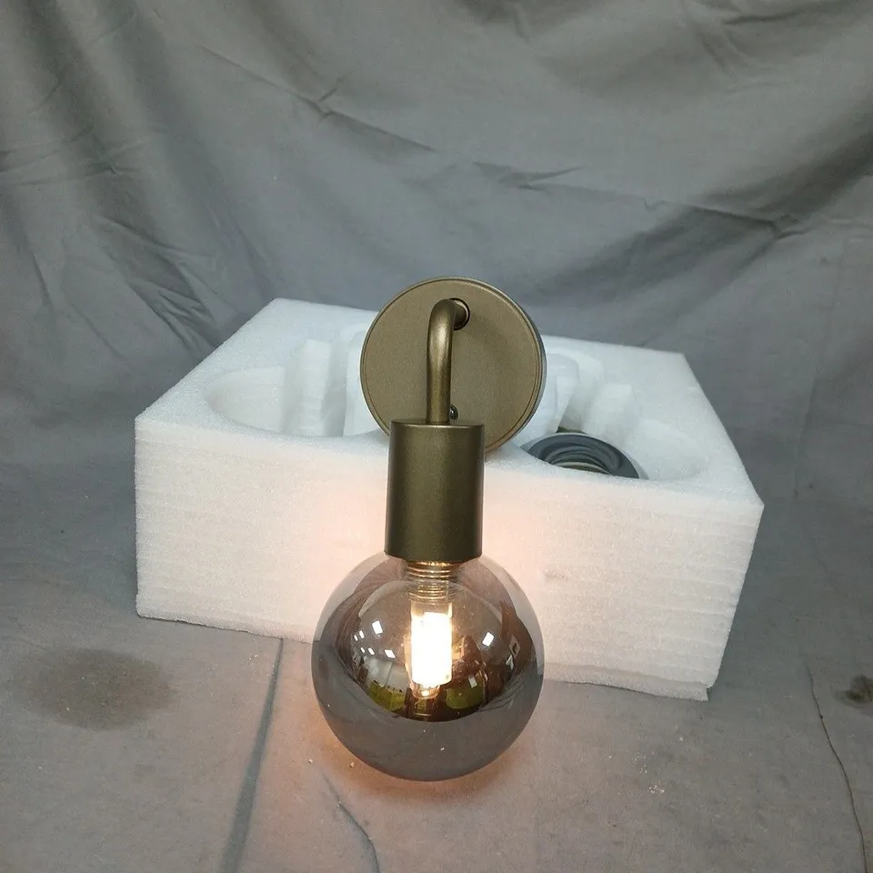 BRASS TWO-LIGHT PENDANT LIGHT WITH GLASS GLOBES