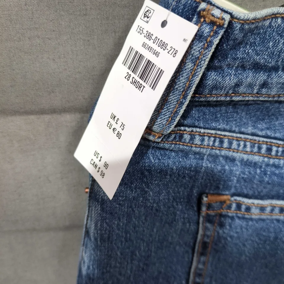ABERCROMBIE & FITCH MID RISE ULTRA WIDE LEG JEANS – UK 28 SHORT, BLUE DENIM