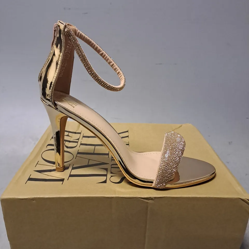 BOXED WHERES THAT FROM ROSE GOLD HIGH HEELS - UK 7