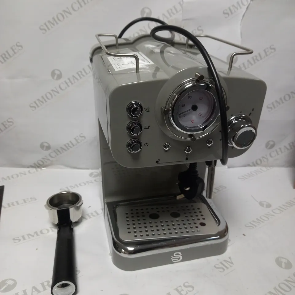 SWAN RETRO PUMP ESPRESSO COFFEE MACHINE - GREY