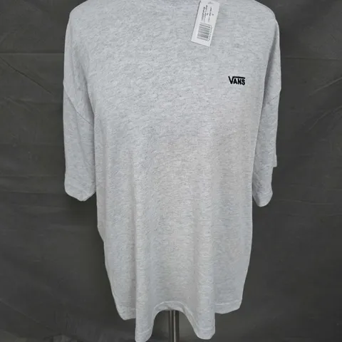 VANS LOGO LOOSE FIT SHORT SLEEVE TEE IN LIGHT GREY HEATHER SIZE M