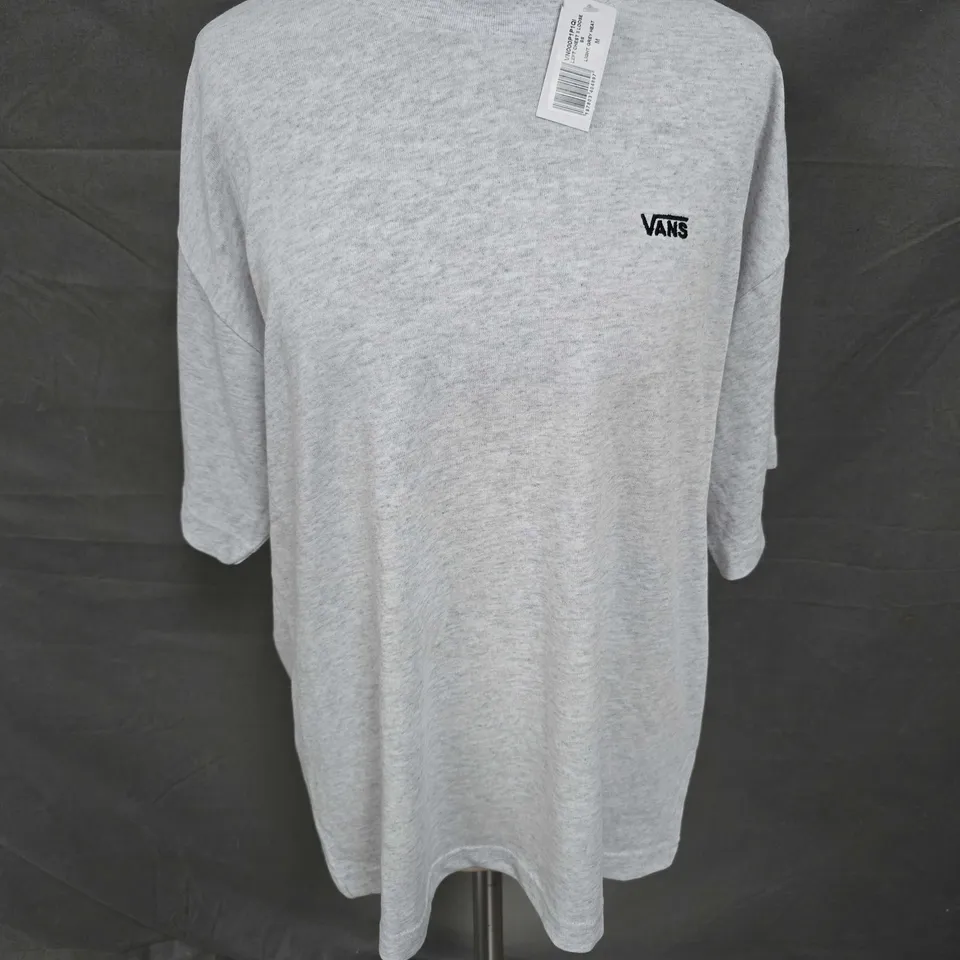 VANS LOGO LOOSE FIT SHORT SLEEVE TEE IN LIGHT GREY HEATHER SIZE M