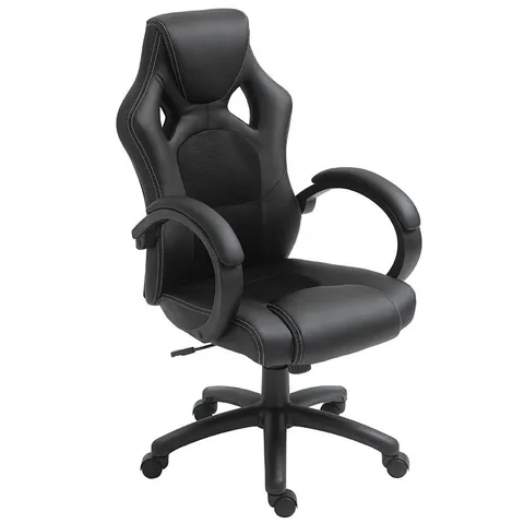 BOXED VINSETTO OFFICE CHAIR FAUX LEATHER SWIVEL COMPUTER DESK CHAIR - BLACK (1 BOX)