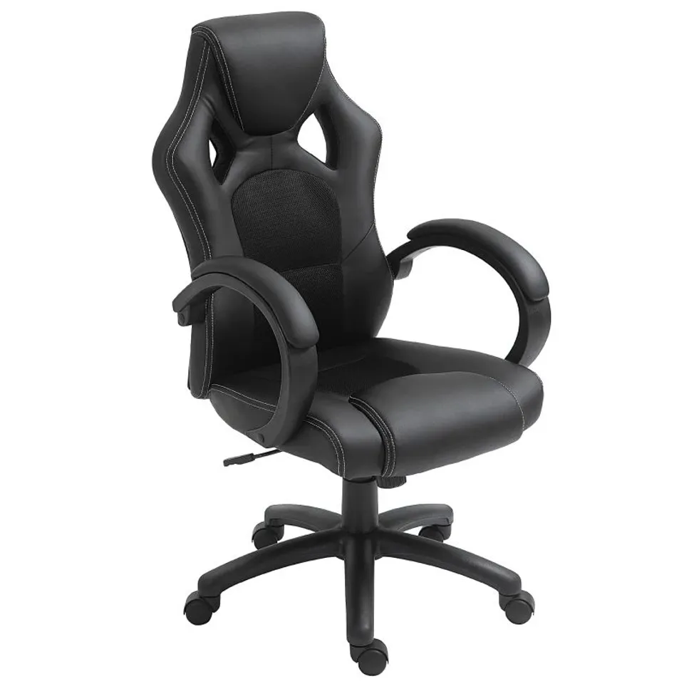 BOXED VINSETTO OFFICE CHAIR FAUX LEATHER SWIVEL COMPUTER DESK CHAIR - BLACK (1 BOX)