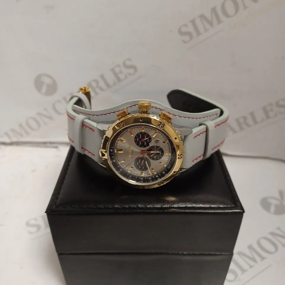 BOXED SWAN AND EDGAR WATCH - DISCERN AUTOMATIC - WATER RESISTANT 3 ATM - LEATHER STRAP - SUB DIAL. 