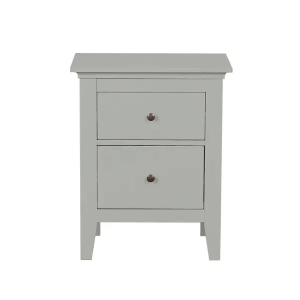 BOXED LYNTON 2 DRAWER BEDSIDE TABLE - GREY (1 BOX)