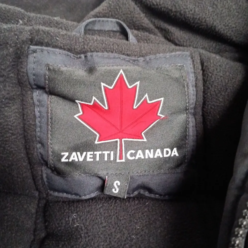 ZAVETTI CANADA BLACK PARKA WITH FUR HOOD – UK SMALL (SIZE S)