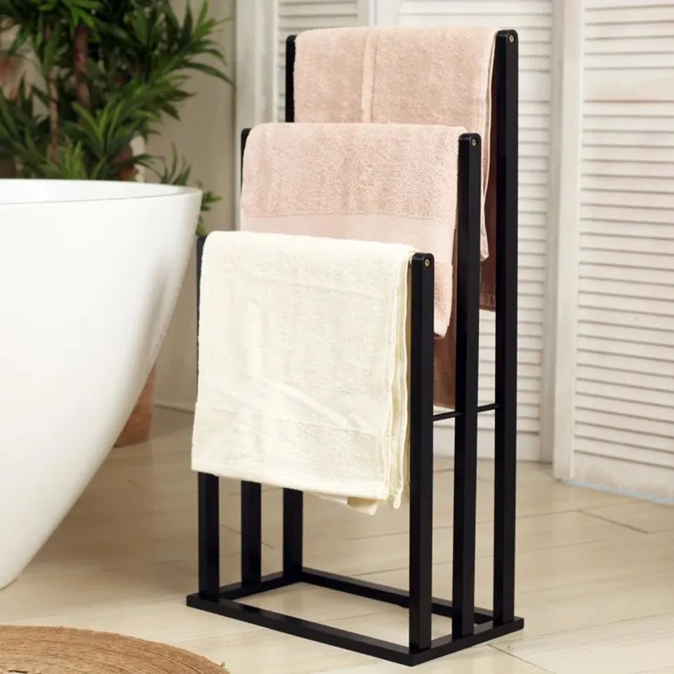 BOXED FROPPI BAMBOO FREESTANDING TOWEL RACK - BLACK 