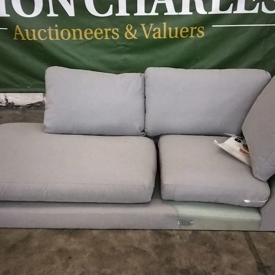 QUALITY BRITISH DESIGNER GREY FABRIC CORNER GROUP CHAISE SECTION