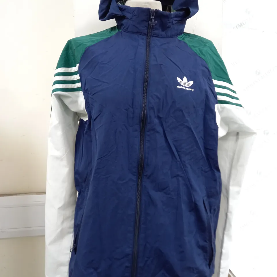 ADIDAS SKATEBOARDING THIN HOODED JACKET IN NAVY - UK MEDIUM