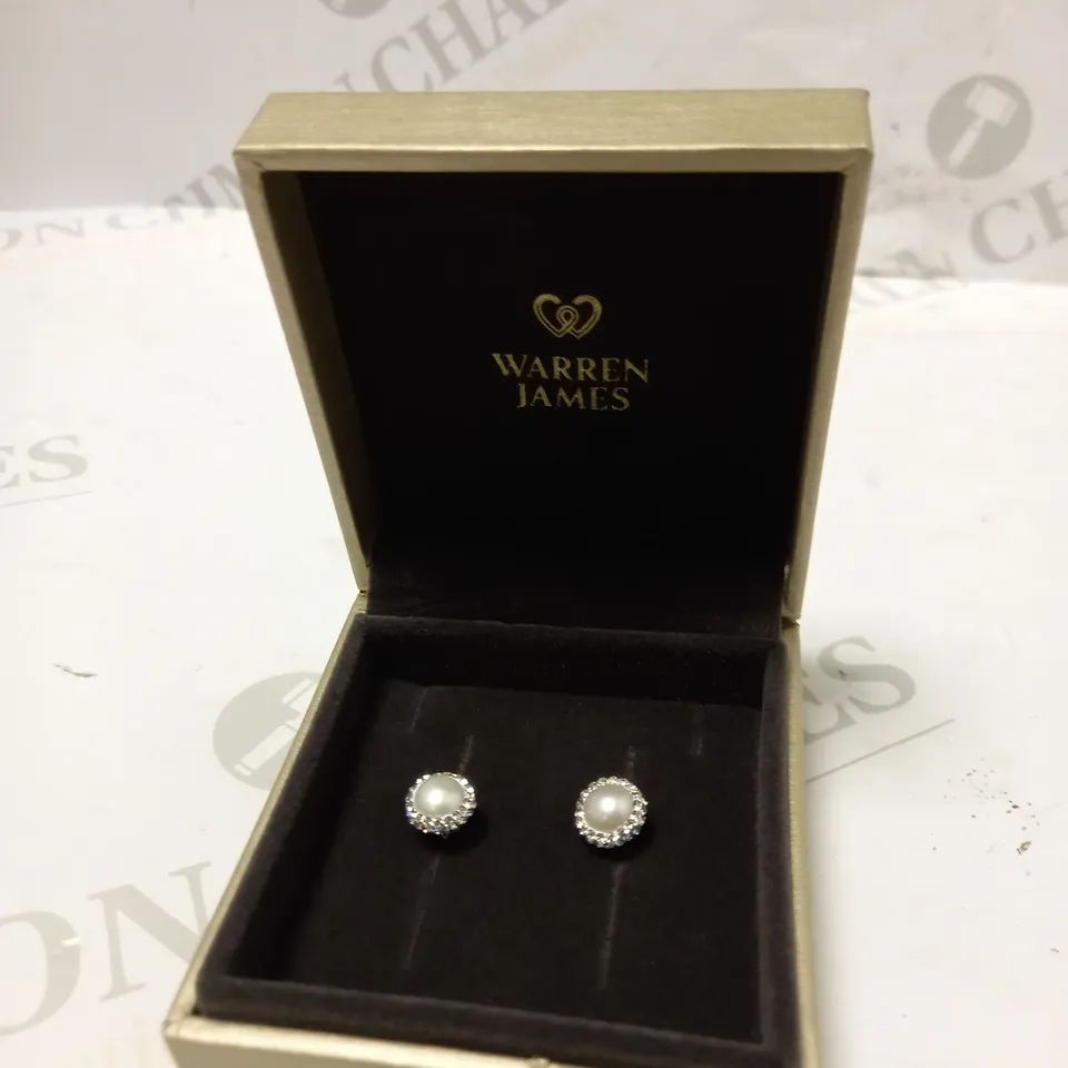 WARREN JAMES SILVER CULTURED FRESHWATER PEARL STUD EARRINGS