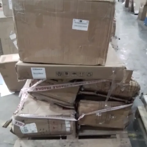 PALLET CONTAINING VARIOUS INCOMPLETE BOXED FURNITURE PARTS AND OTHER HOUSEHOLD ITEMS ETC.