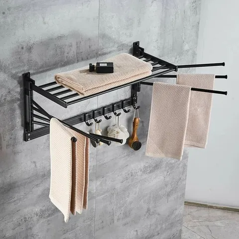 BOXED KURTH WALL TOWEL RACK - BLACK (1 BOX)
