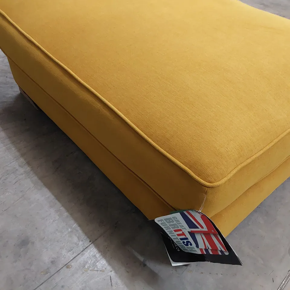 QUALITY BRITISH DESIGNER LOUNGE Co. LARGE RECTANGULAR FOOTSTOOL GOLD PLUSH FABRIC 