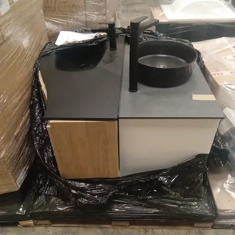 PALLET TO CONTAIN 2 QUALITY DESIGNER BATHROOM VANITY UNITS WITH BASIN AND MIXER