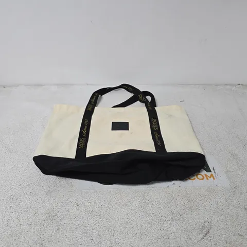 JAQUES LONDON CANVAS TOTE BAG β BEIGE WITH BLACK STRAPS