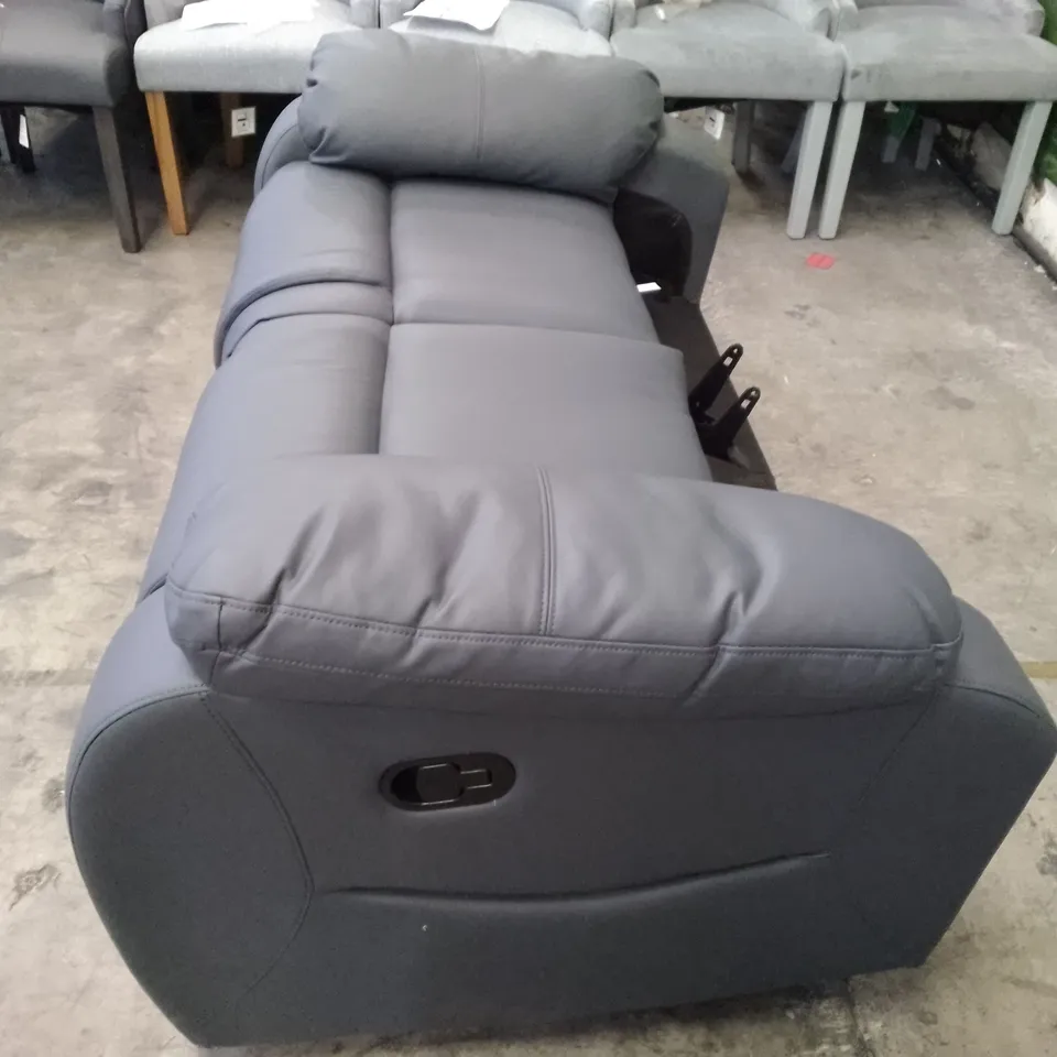 QUALITY DESIGNER VANCOUVER MANUAL RECLINING 2 SEATER SOFA - GREY LEATHER (NO BACKS)