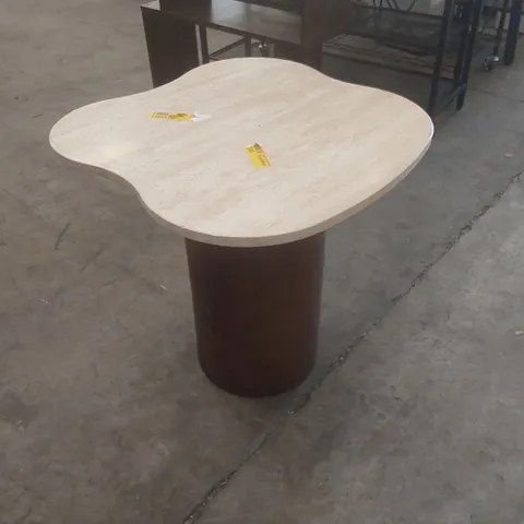 TILDE TRAVERTINE TOP COFFEE TABLES WITH WALNUT EFFECT LEG