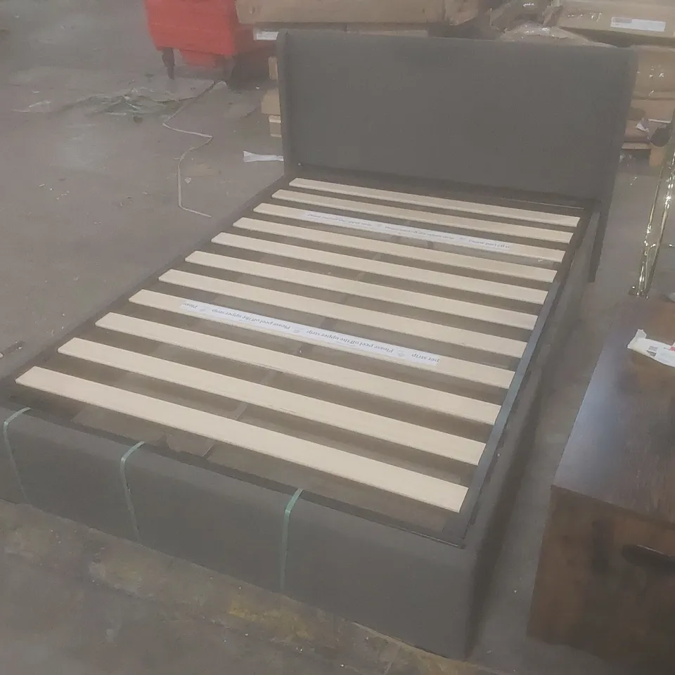 UPHOLSTERED DOUBLE BED FRAME - DARK GREY