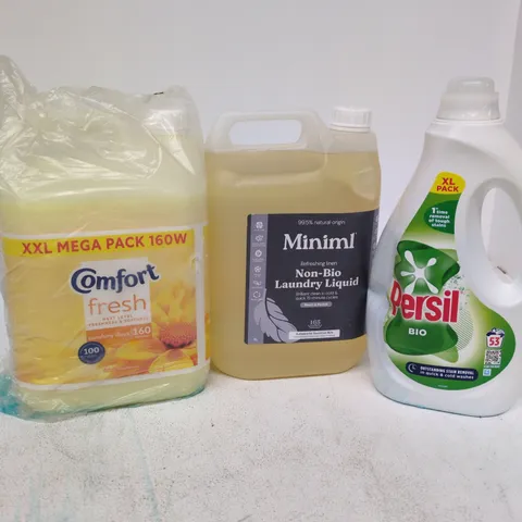 TOTE OF APPROXIMATELY 4 ASSORTED ITEMS TO INCLUDE COMFORT 160 WASHES, MINIML NON BIO, PERSIL BIO XL ETC