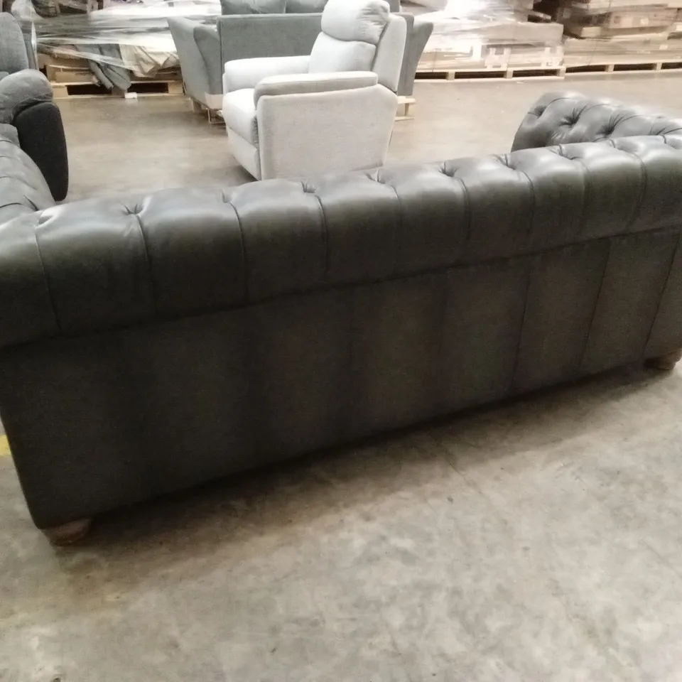QUALITY DESIGNER LARGE 3 SEATER LEATHER CHESTERFIELD SOFA