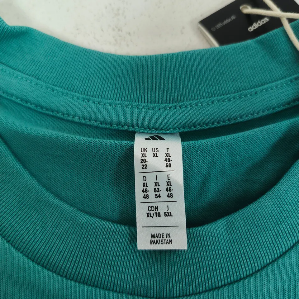 ADIDAS TURQUOISE MEN'S T-SHIRT – LOGO CHEST, UK XL