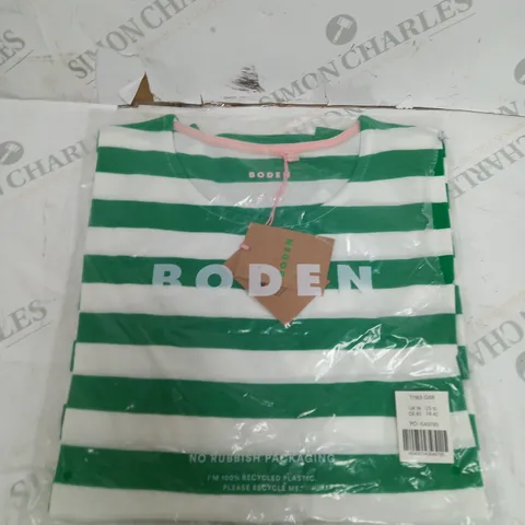 BODEN GREEN/WHITE SHIRT SIZE 14