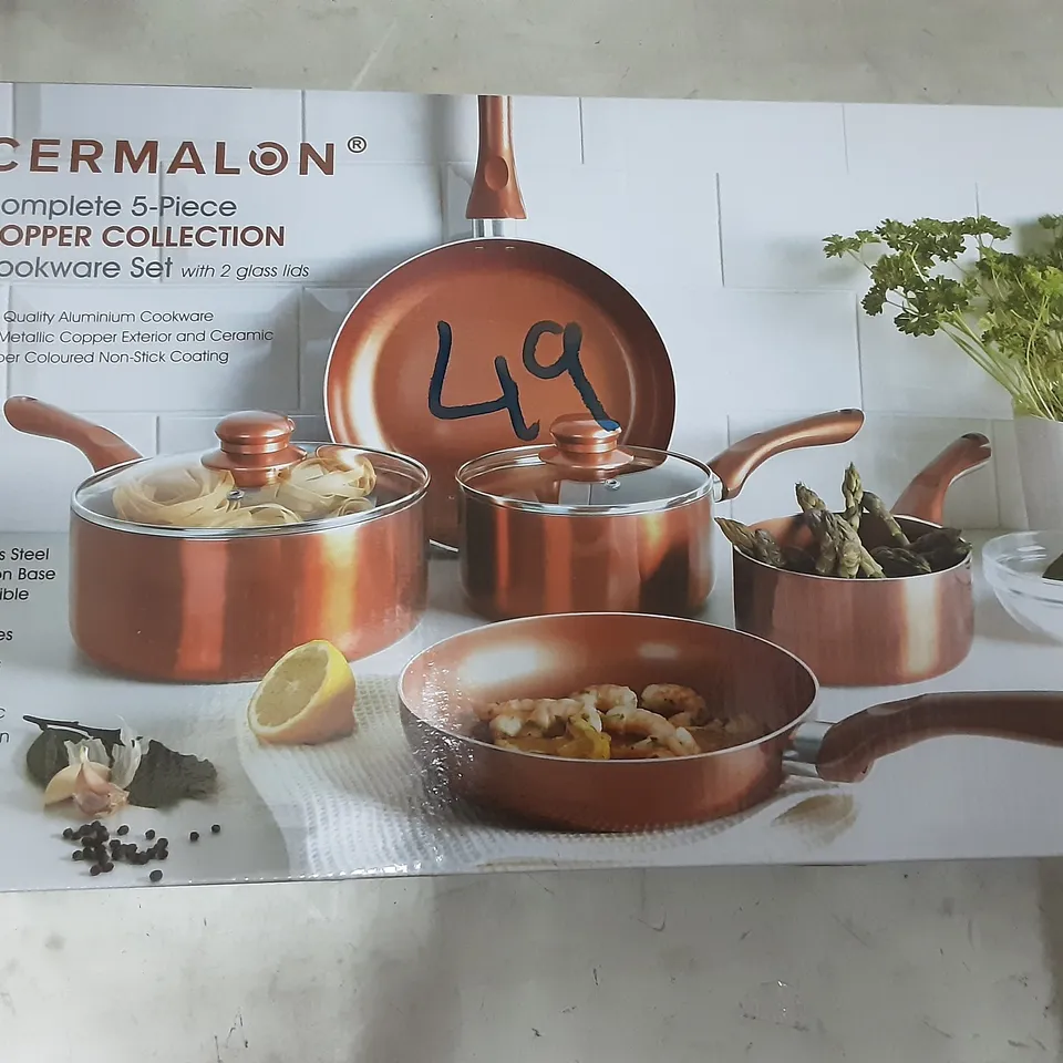 BOXED SYMPLE STUFF DORTHEA 5 PIECE ALUMINUM NON STICK COOKARE SET 